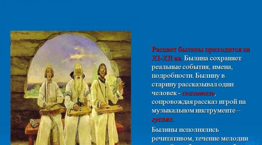 Presentazione sull'argomento Svyatogor e illya Muromets. Epics Ilya Muromets e Svyatogor Cos'è
