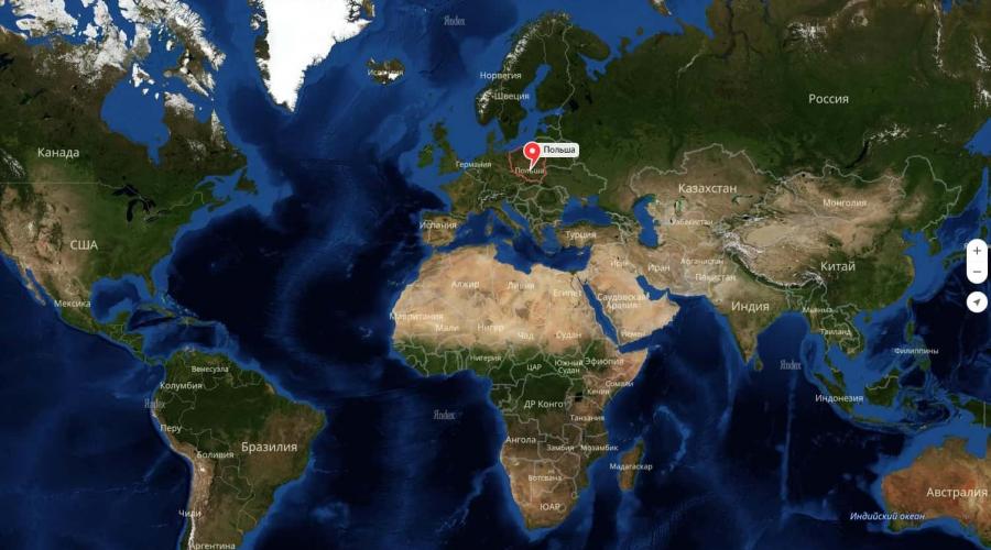 Scarica le mappe Yandex della Polonia.  Mappa dettagliata della Polonia in russo con città, mappa stradale
