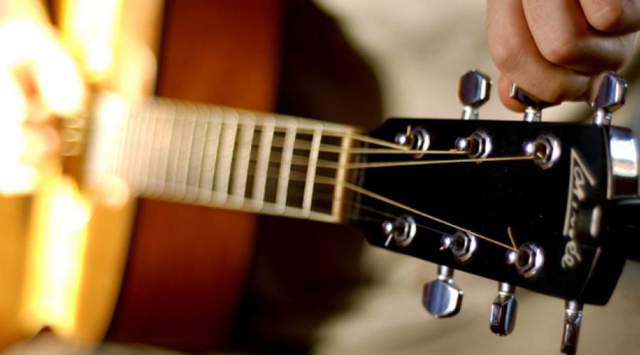 ضبط الجيتار هو أول صوت سلسلة.  ضبط الغيتار عبر الإنترنت