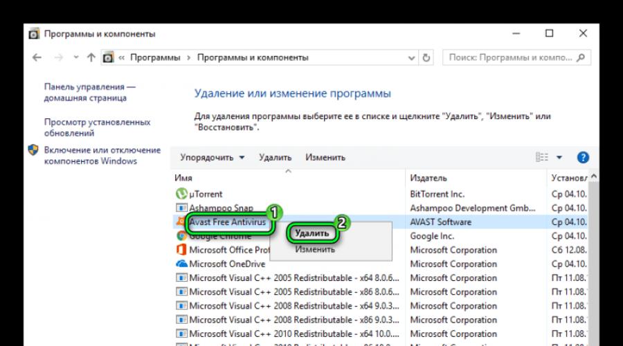 Удаление антивирусной программы Avast Free Antivirus. Как удалить антивирус Avast? удаление продуктов Avast