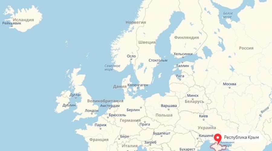 خريطة شبه جزيرة القريب الجديدة. خريطة شبه جزيرة القرم مع مدن وبلدات