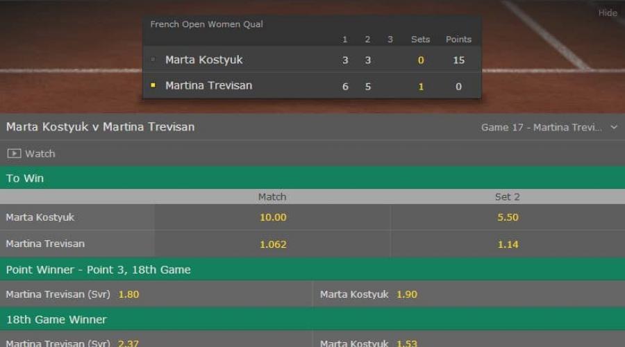 Game theory. How to put on tennis, is there a profitable betting strategy for tennis in Lyiv? In the left part you can observe the game