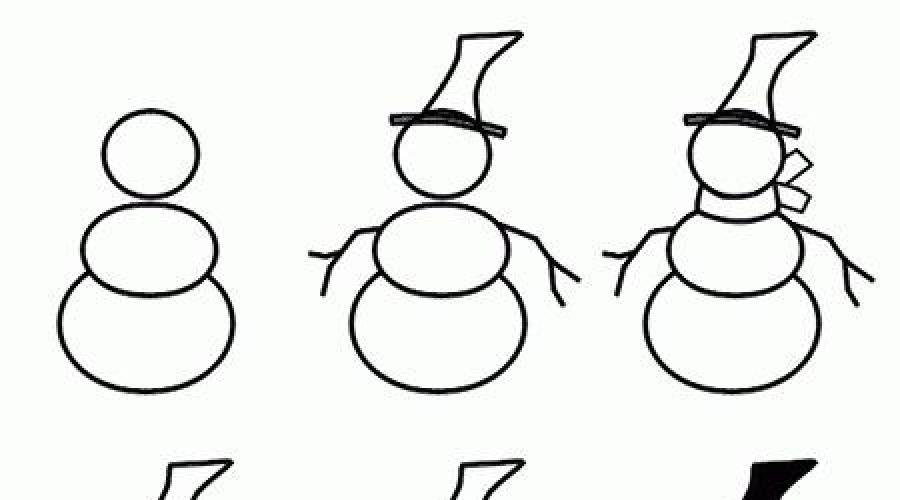 Рисунок на тему снеговик идет на елку. Рисуем снеговика