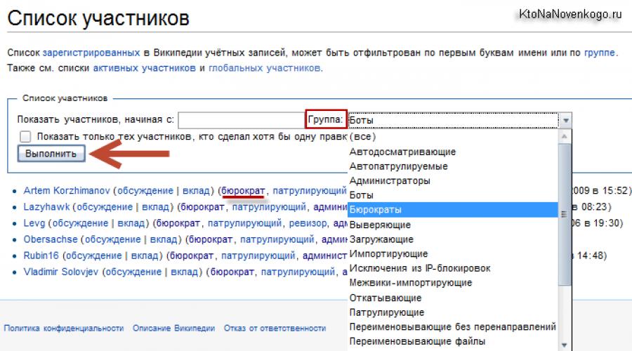 Список зарегистрированных участников. Как зарегистрировать себя в Википедии.