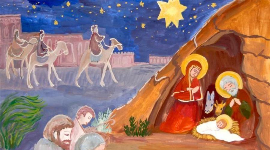 Bir Noel mucizesinde rakam. Mesih'in Katolik ve Ortodoks Noel'de güzel resimler