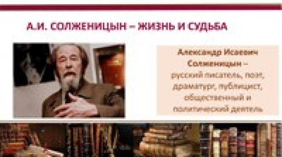 Vita e destino e Solzhenitsyn. Alexander Solzhenitsyn: ruota del destino