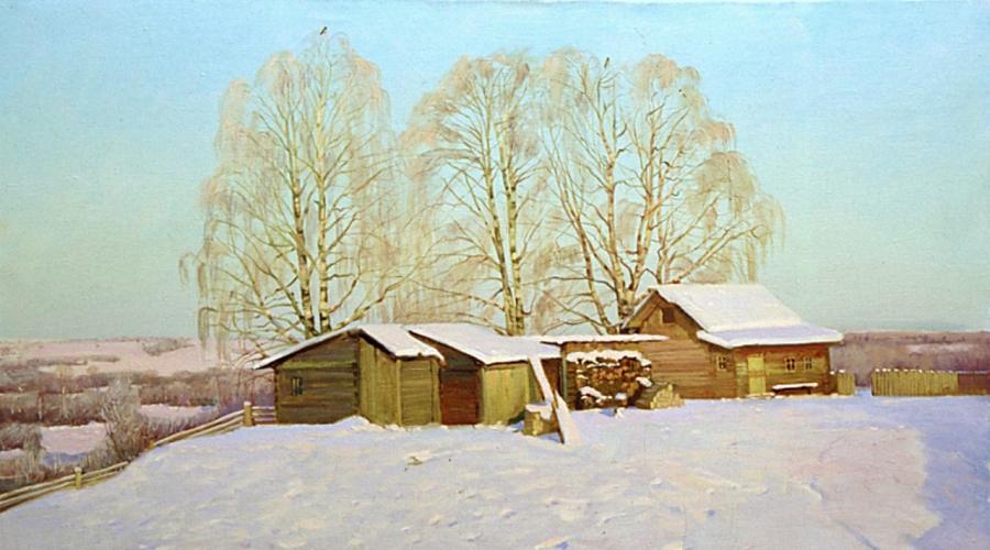 المشهد الشتوي مع لوحات زيتية للفنانين الروس. المناظر الطبيعية الشتوية الفنانين المعلقة