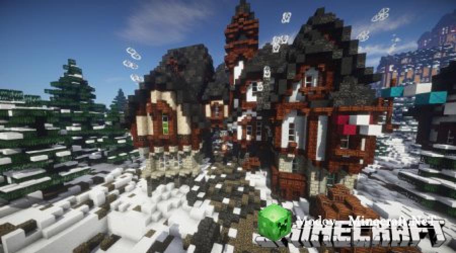 Download the map Beautiful big village among the mountains. Beautiful village - MINECRAFT card (for all versions)