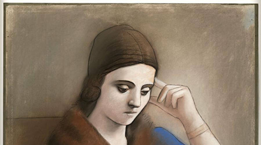 Ritratto di Olga in poltrona.  Ritratti di olga picasso