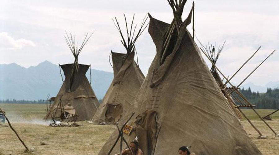 Kuća Indijanac. Tipi - stan nomadskih Indijanaca velikih ravnica Indijanki