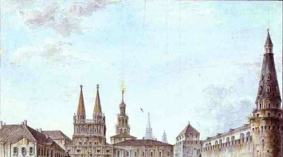 Petropavlovsk Kalesi'nden Saray Dolanının Alekseev görünümü. Sanatçı Alekseev